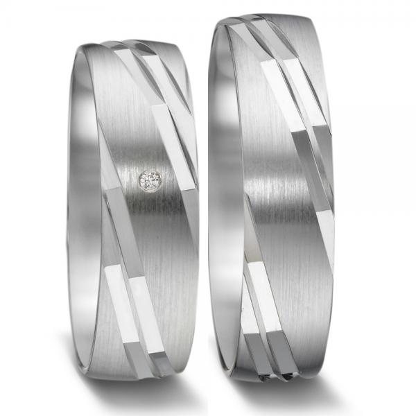 Trauringe Weissgold von Weidner 62204 + 72204